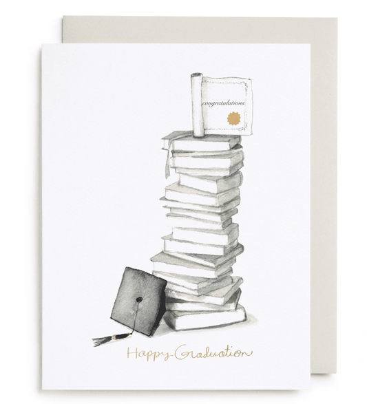 Grad Book Stack Greeting Card