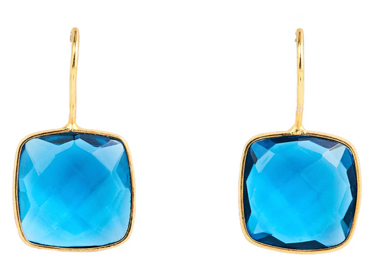 Blue Topaz Cushion Cut Earrings