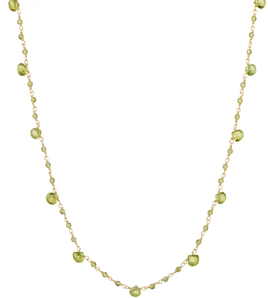 Peridot Gemstone Teardrops Necklace
