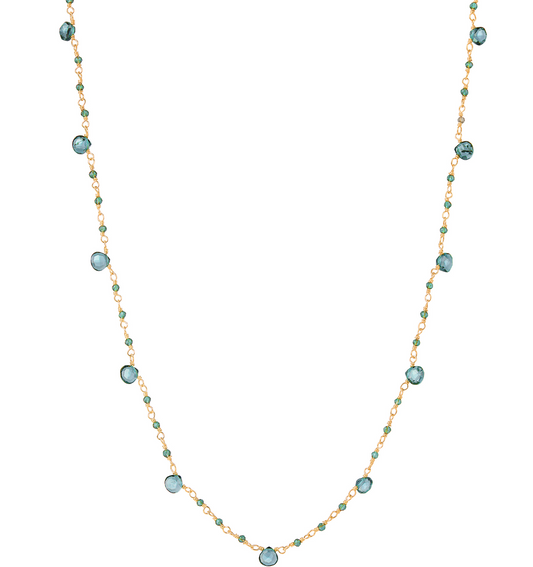 Blue Topaz Gemstone Teardrops Necklace