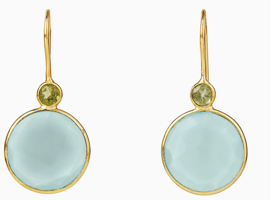 Chalcedony & Peridot Double Round Earrings