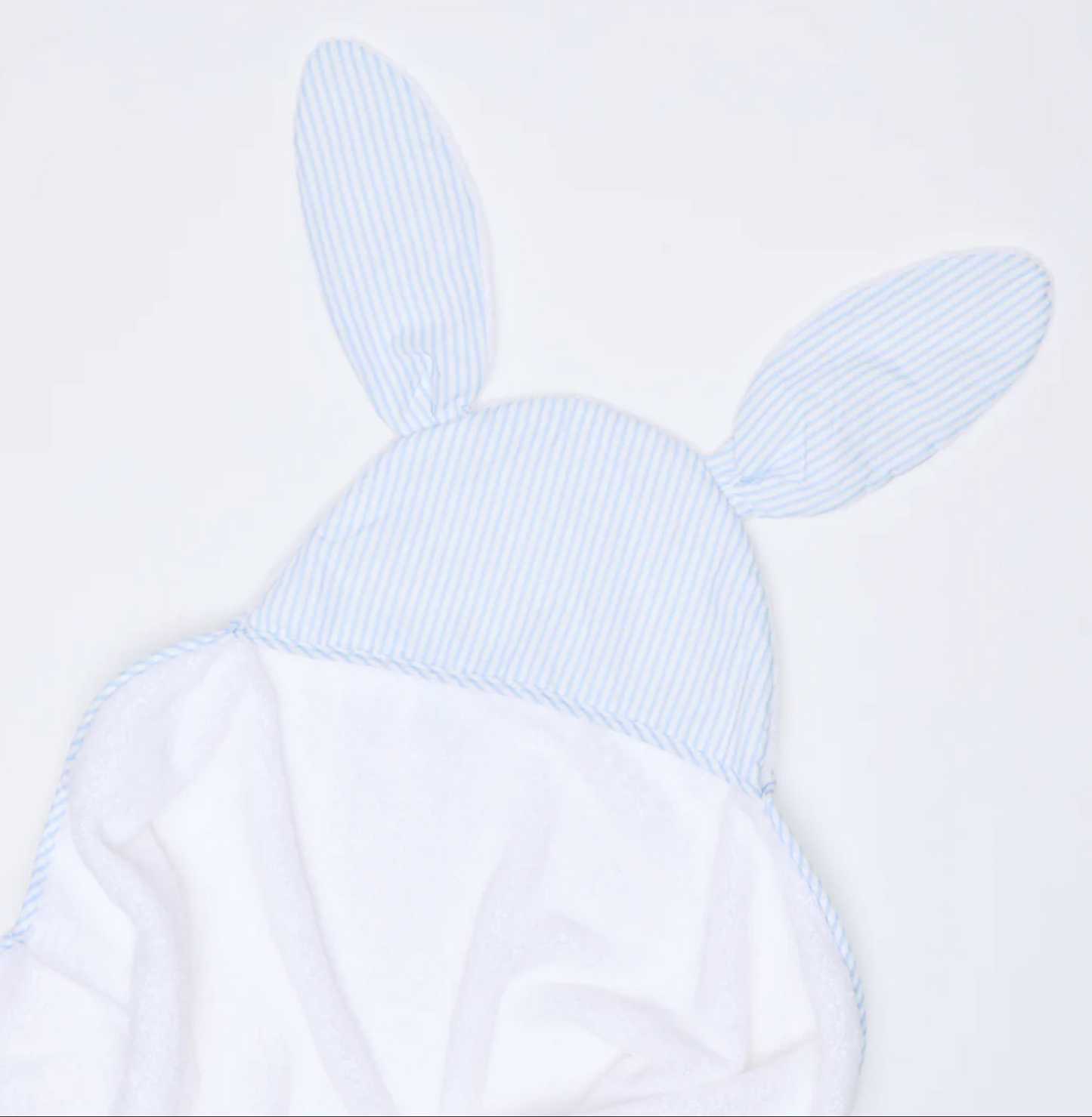 Percale Kids’ Bunny Hooded Towel- Light Blue Skinny Stripe
