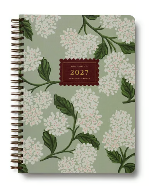 2027 Sage Hydrangea 12-Month Softcover Spiral Planner