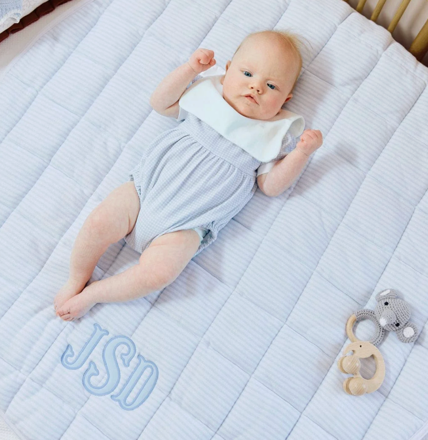 Tummy Time Mat-Light Blue Stripe Mat