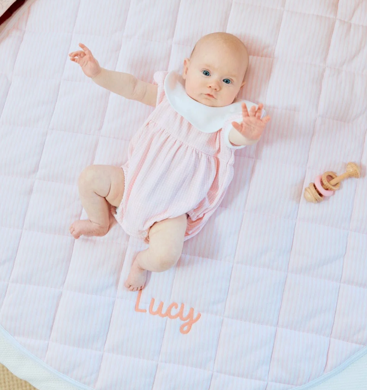 Tummy Time Mat-Light Pink Stripe Mat