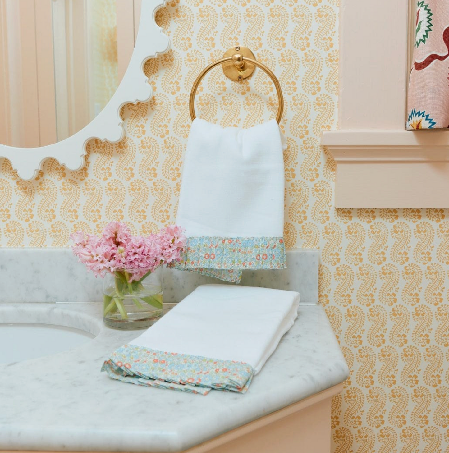 Powder Bath Towels pleated with Liberty London- Betsy Ann
