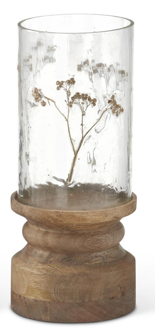 Dried Floral Glass Hurricane Candleholders- 2 Sizes