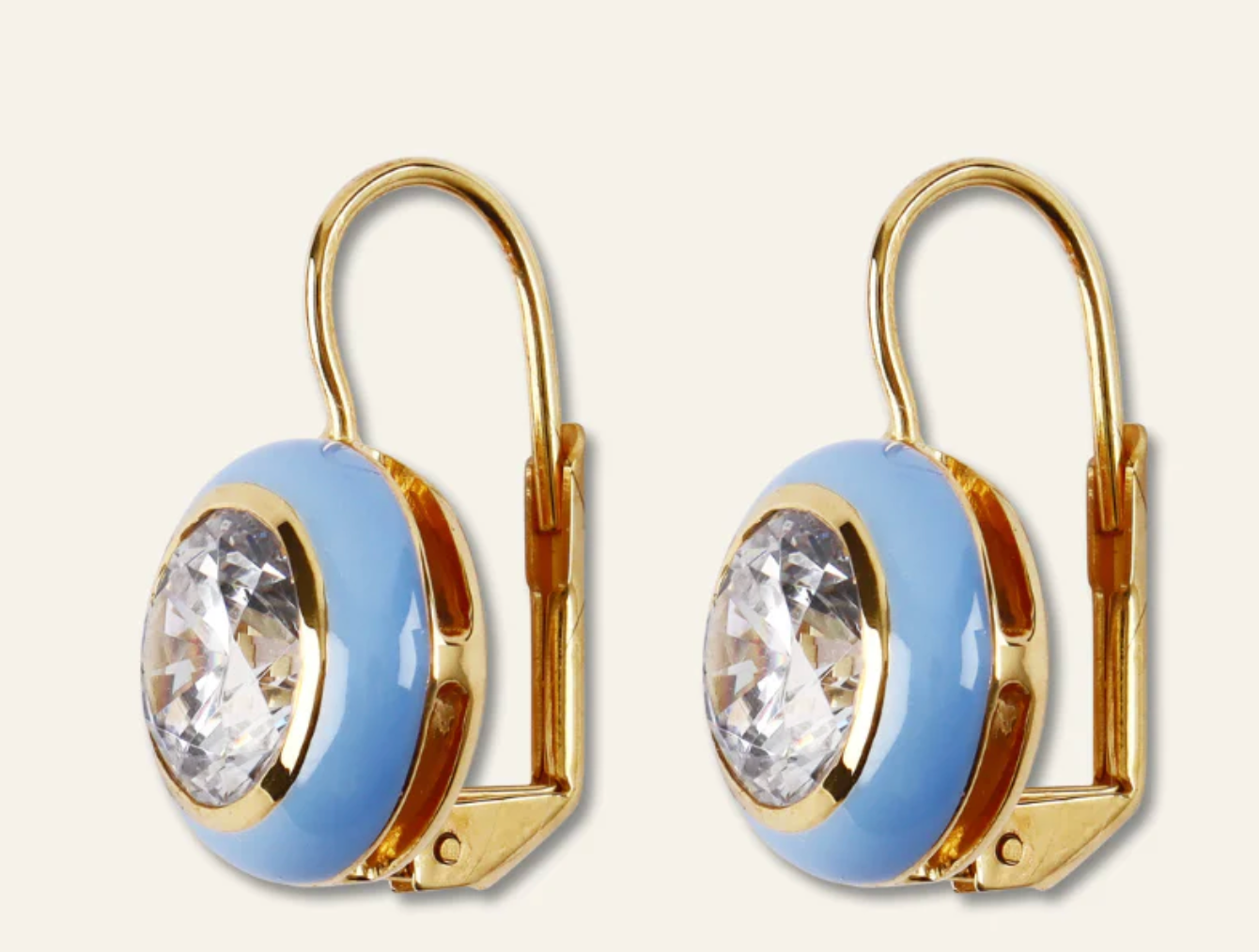Blue Enamel Bezel Drop Earring
