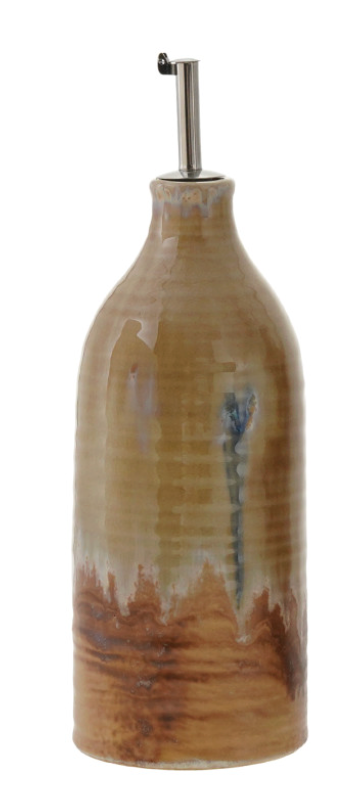 26 oz. Stoneware Oil Cruet with Stainless Steel Spout, 3 Colors (Each One Will Vary)