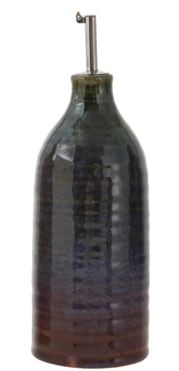 26 oz. Stoneware Oil Cruet with Stainless Steel Spout, 3 Colors (Each One Will Vary)