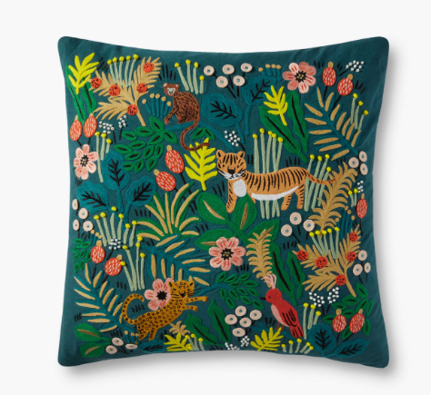 Jungle Embroidered Pillow