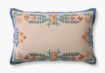 Willow Border Embroidered Lumbar Pillow