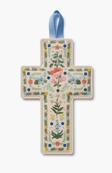 Rosette Embroidered Cross