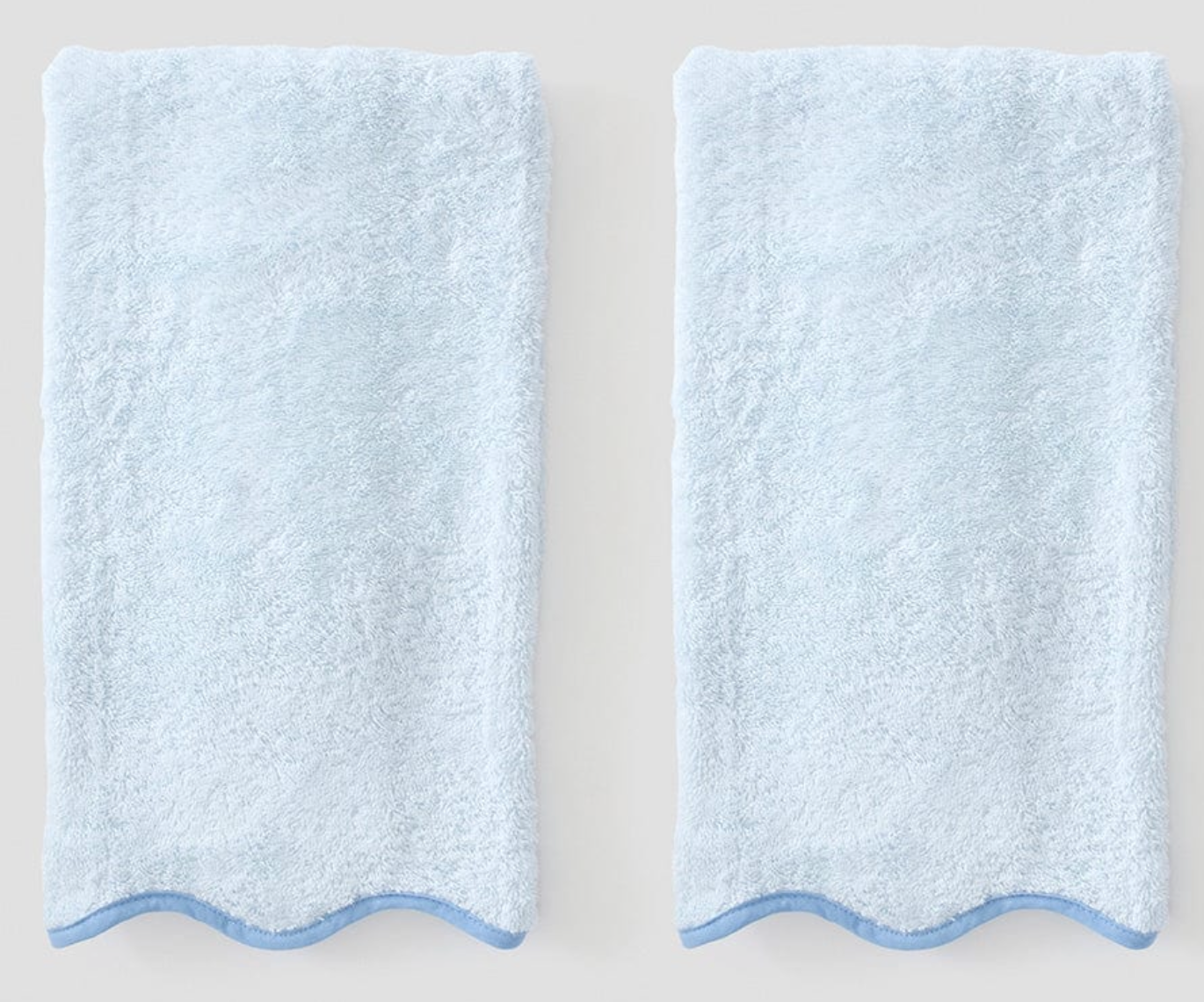 Scallop Hand Towels-French Blue on Light Blue
