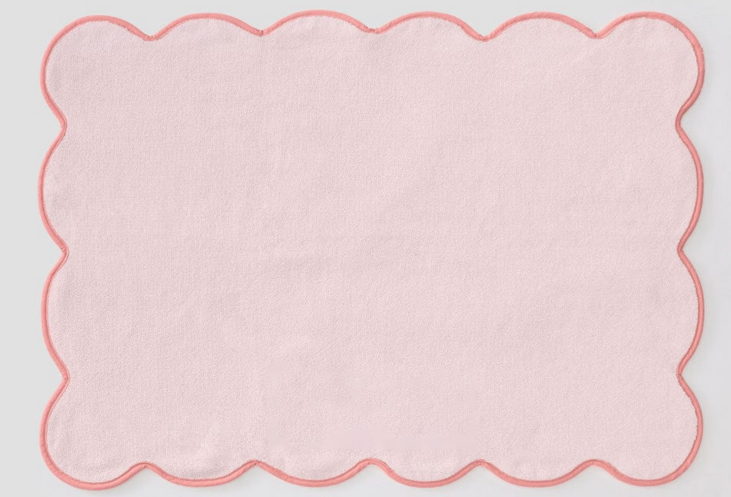 Scallop Bath Mat-Coral on Ballet Pink