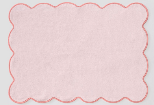 Scallop Bath Mat-Coral on Ballet Pink