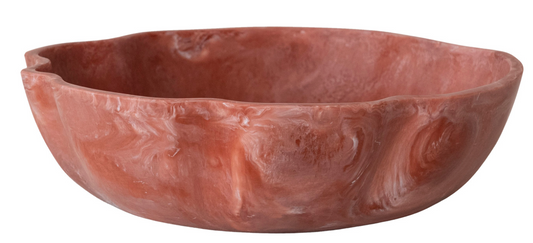 Marbled Resin Organic Shaped Bowl, Coral Color (Each One Will Vary)