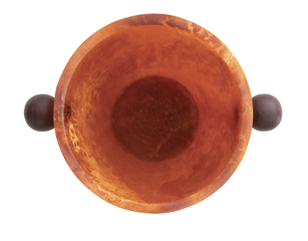 Marbled Resin Bottle Cooler with Ball Handles, Sienna Color & Brown (Each One Will Vary)