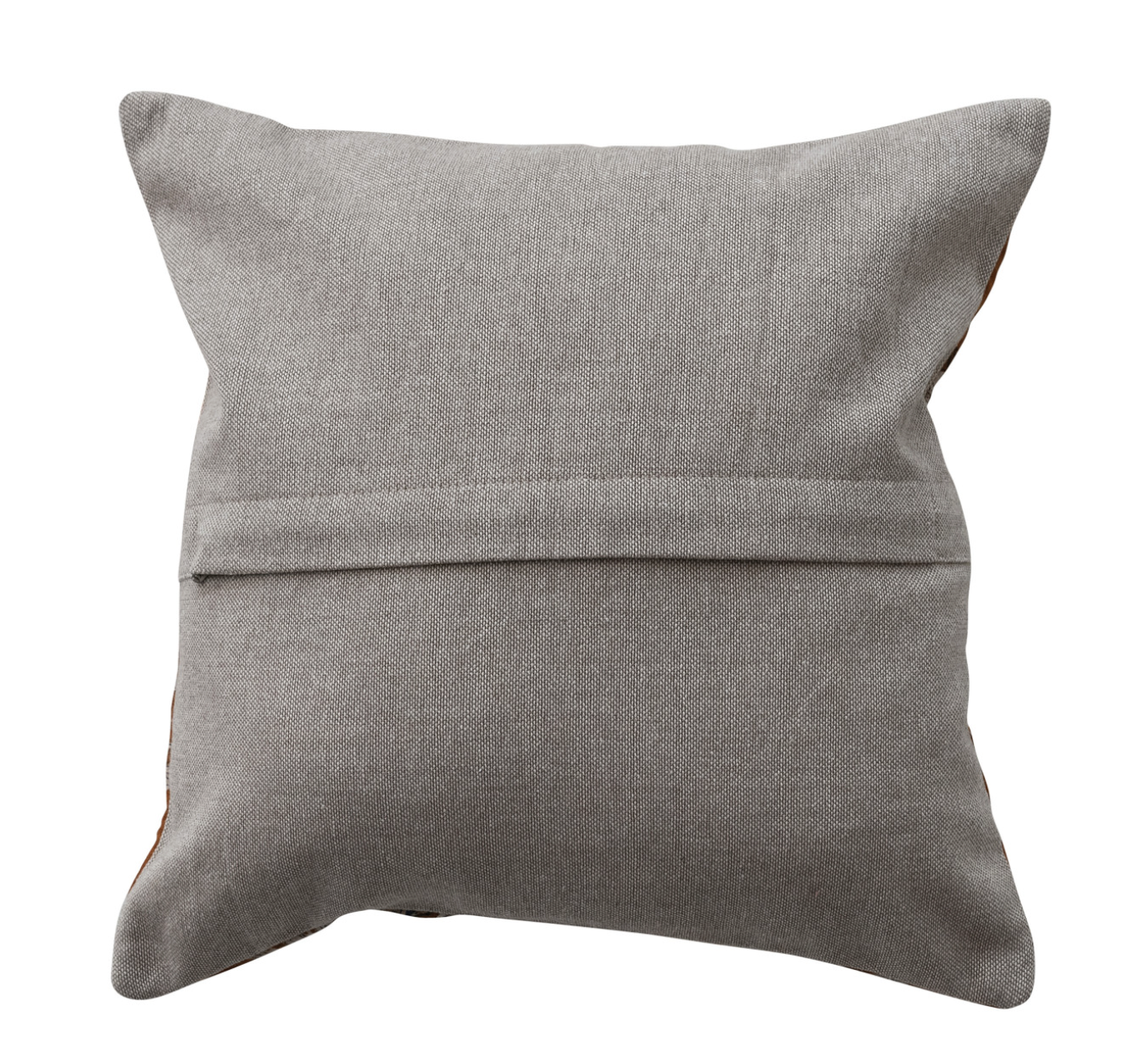 12" Square Cotton Voile Pillow with Florals, Hand-Embroidered Kantha Stitch & Chambray Back