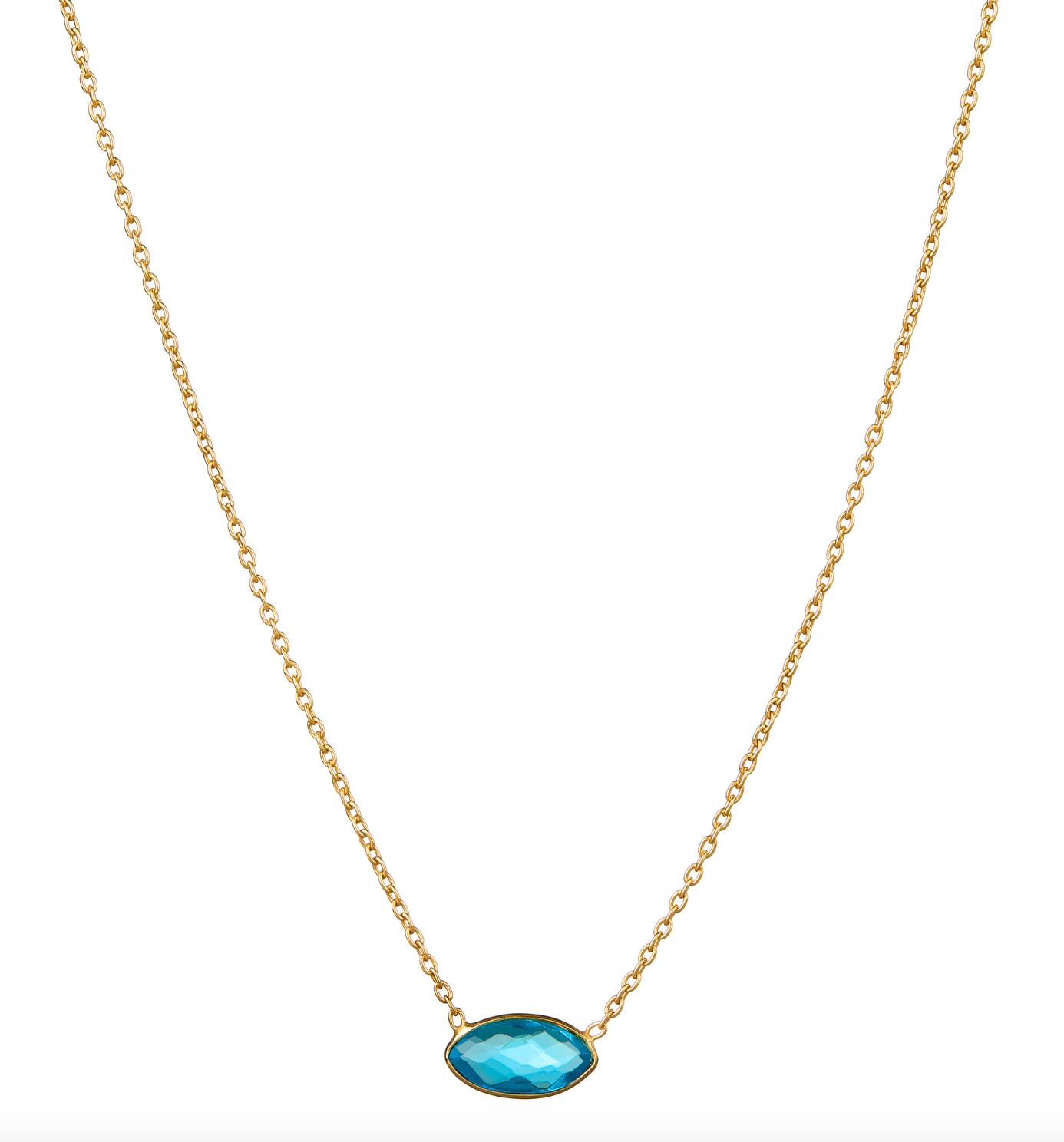 Blue Topaz Mini Oval Gemstone Necklace