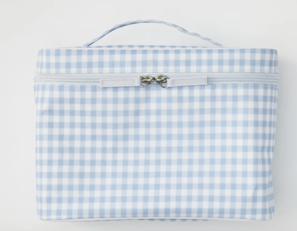 Vanity Case-Light Blue Gingham