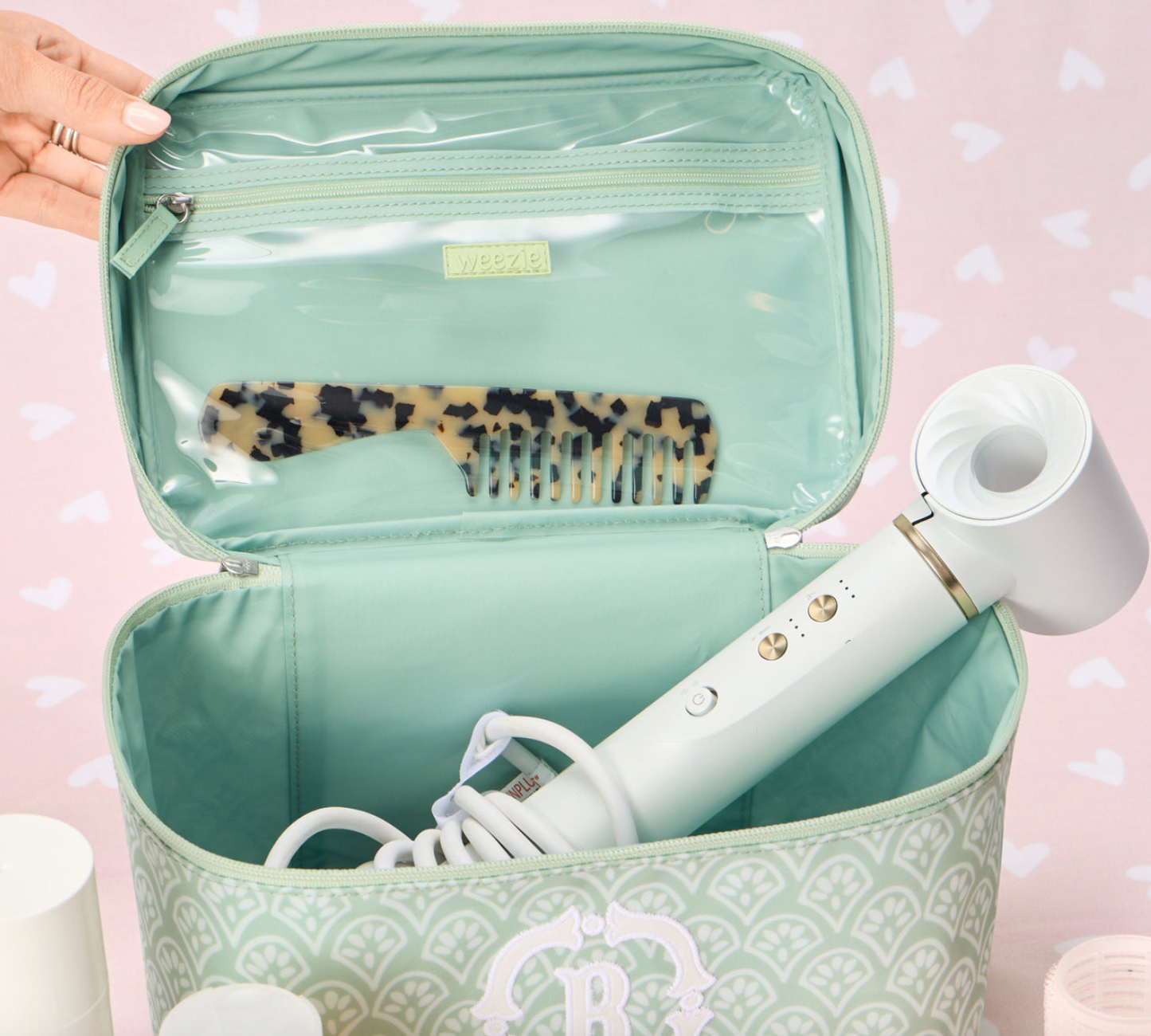Vanity Case-Green Block Print