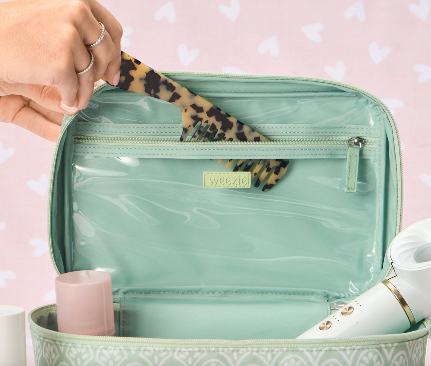 Vanity Case-Green Block Print