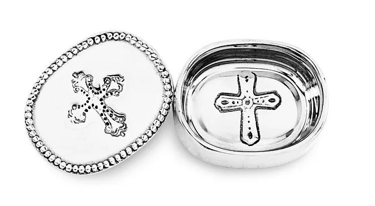 BABY Peek-A-Boo Cross Oval Keepsake Box