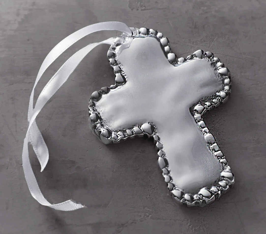 BABY Organic Pearl Cross Ornament