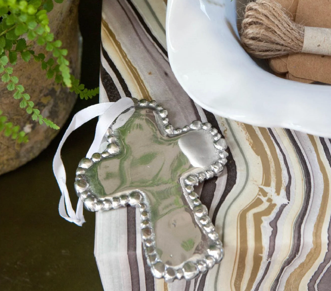 BABY Organic Pearl Cross Ornament