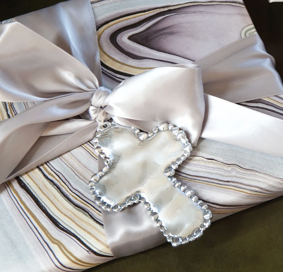 BABY Organic Pearl Cross Ornament