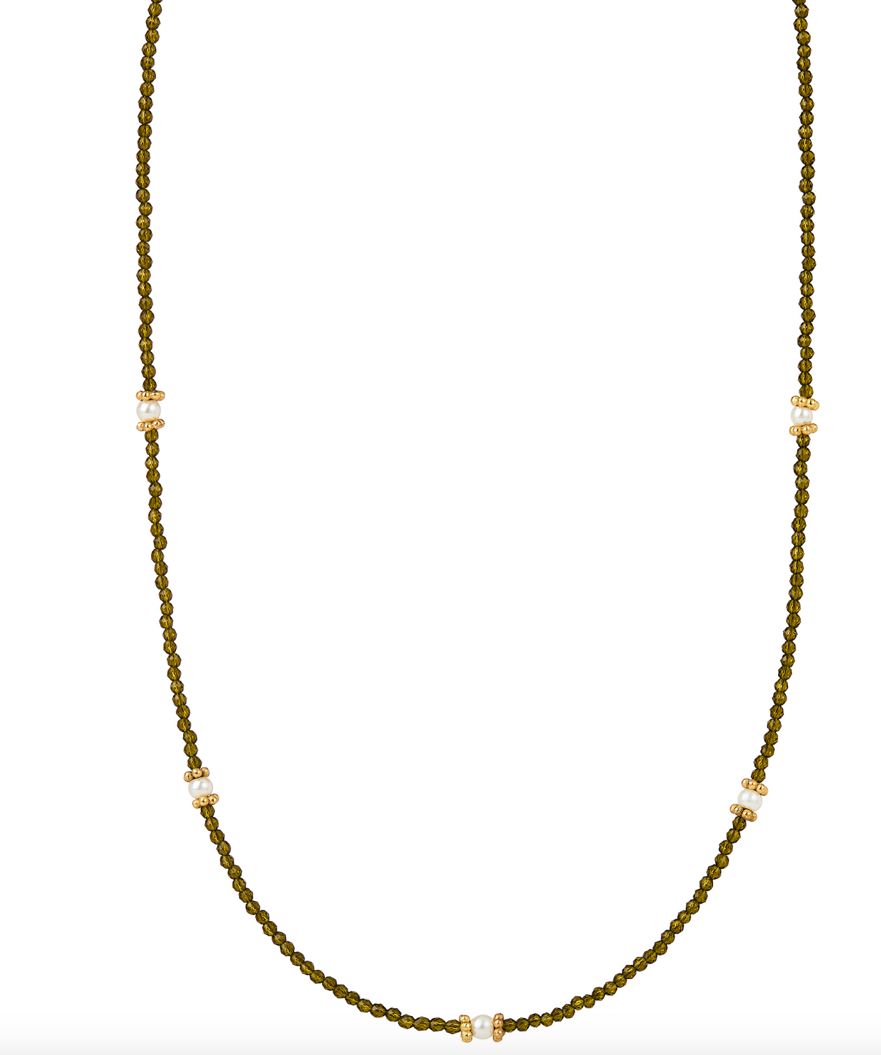Green Tourmaline & Pearl Beaded Necklace