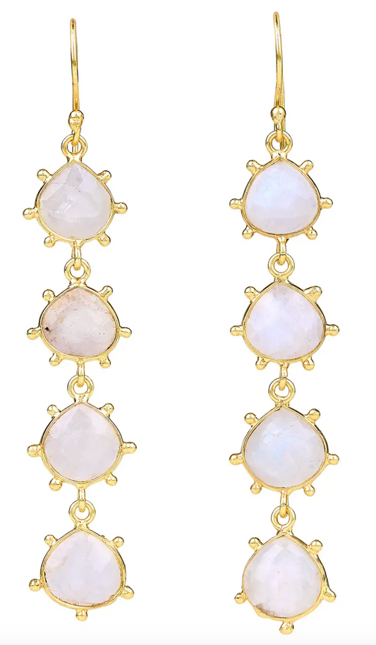 Moonstone Four Drops with Gold Spikes
