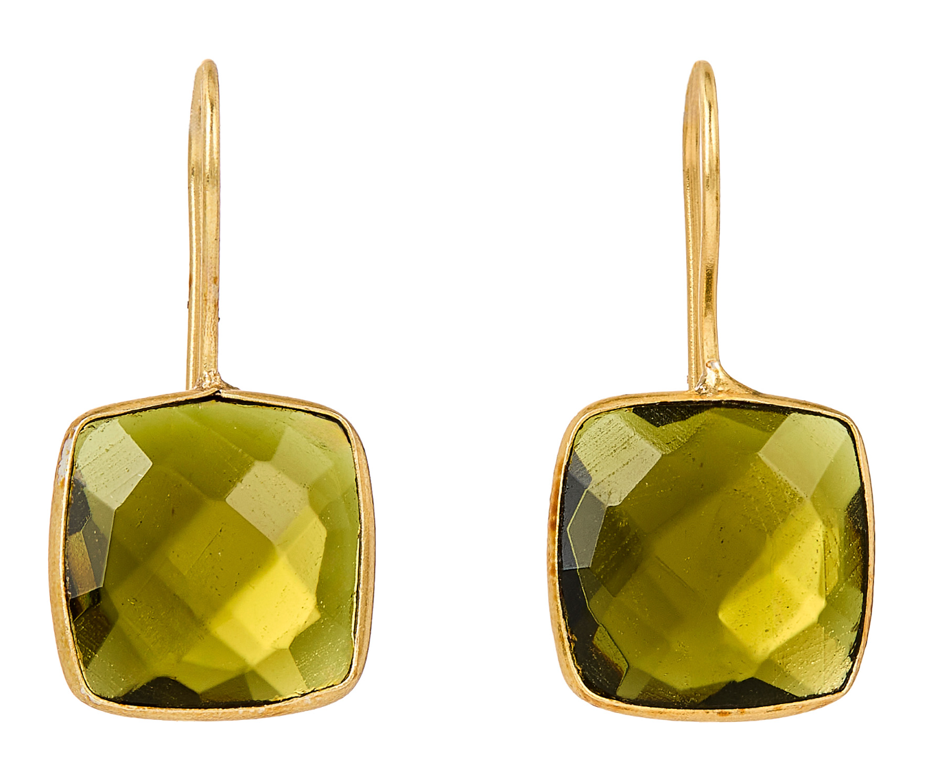 Green Tourmaline Cushion Cut Earrings