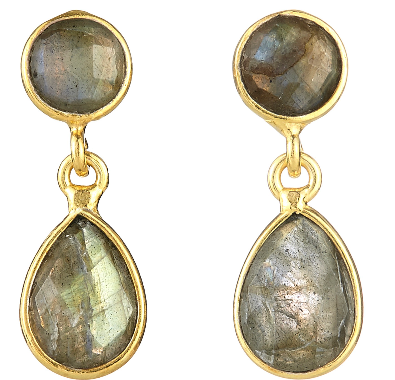 Labradorite Mini Two Drop Gemstone Earrings