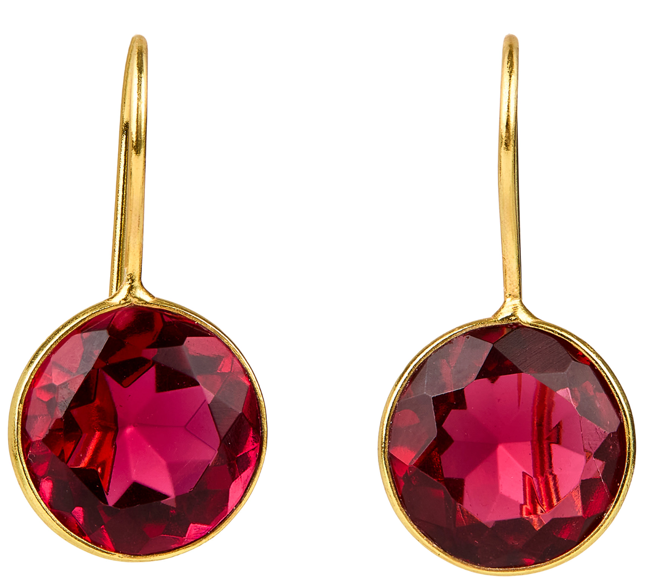 Pink Quartz Round Bezel Gemstone Earrings