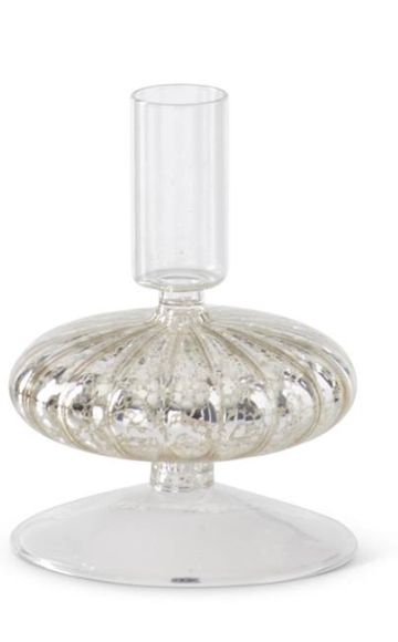 Silver Mercury Glass Taper Candleholders- 3 Sizes