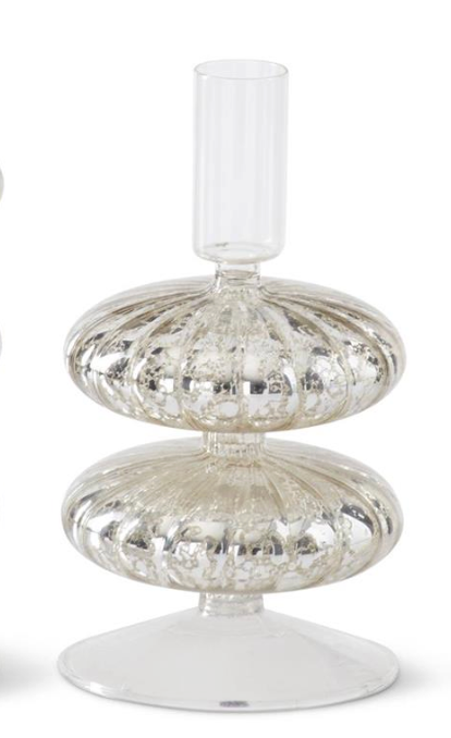 Silver Mercury Glass Taper Candleholders- 3 Sizes