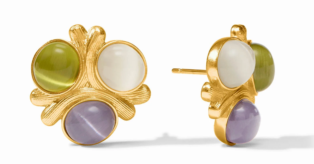 Cobblestone Statement Stud-Multi Stone Cat's Eye