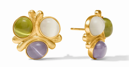 Cobblestone Statement Stud-Multi Stone Cat's Eye