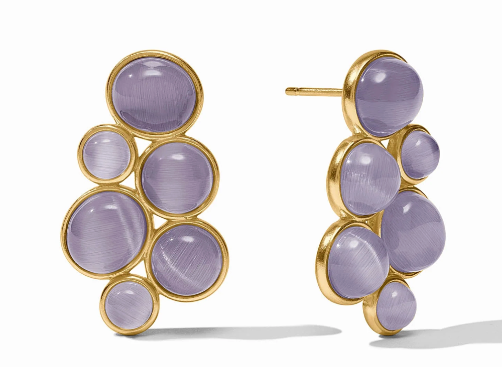 Cobblestone Statement Earring-Blue Cat's Eye
