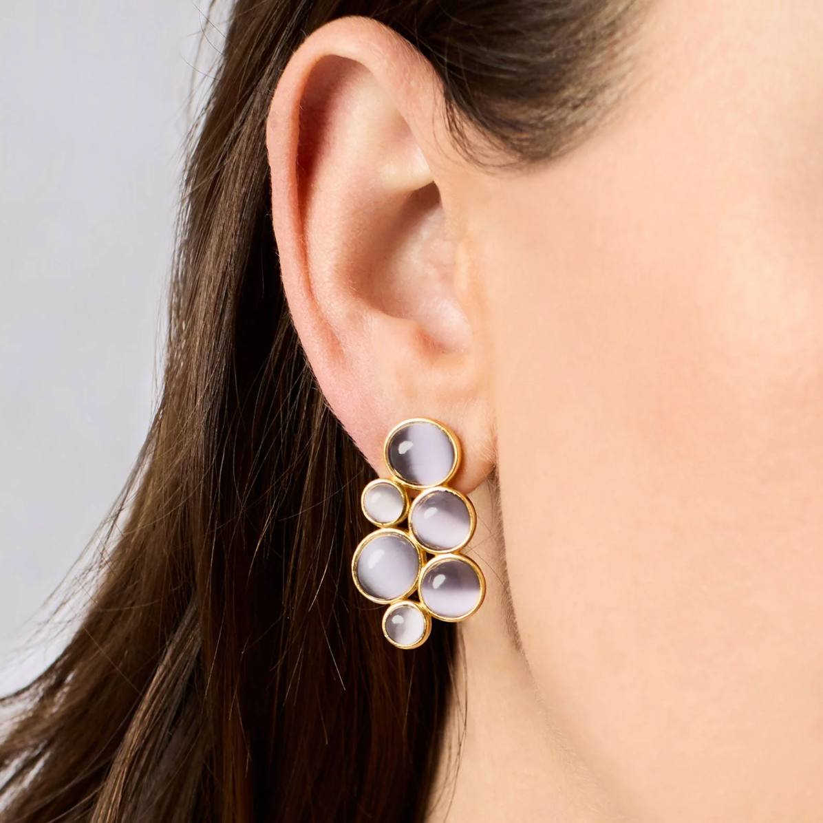 Cobblestone Statement Earring-Blue Cat's Eye
