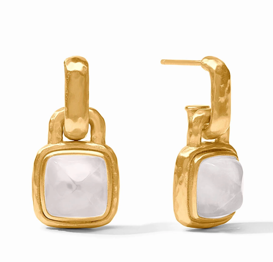 Sahara Hoop & Charm Earring-Iridescent Clear Crystal