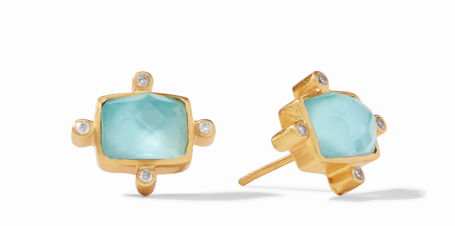 Clara Stud-Iridescent Bahamian Blue