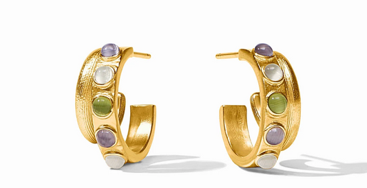 Cobblestone Double Hoop-Multi Stone Cat's Eye