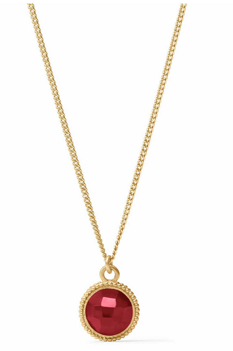 Fleur-de-Lis Solitaire Necklace-Iridescent Ruby Red
