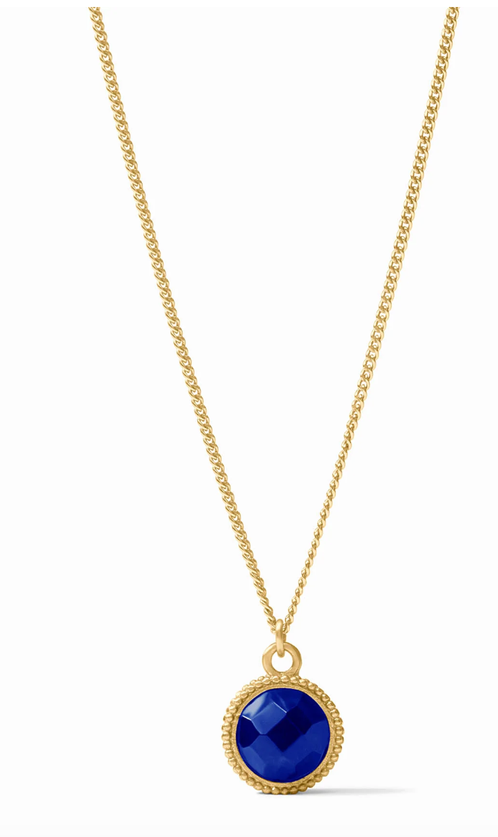 Fleur-de-Lis Solitaire Necklace-Iridescent Sapphire Blue