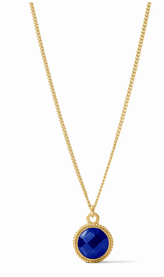 Fleur-de-Lis Solitaire Necklace-Iridescent Sapphire Blue