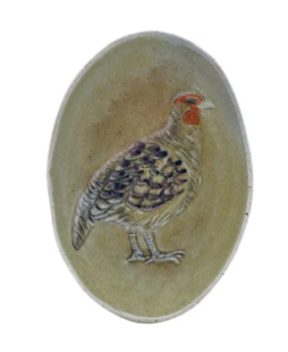 Hand-Painted Stoneware Dish with Animal/Pumpkins, 4 Styles (Each One Will Vary)