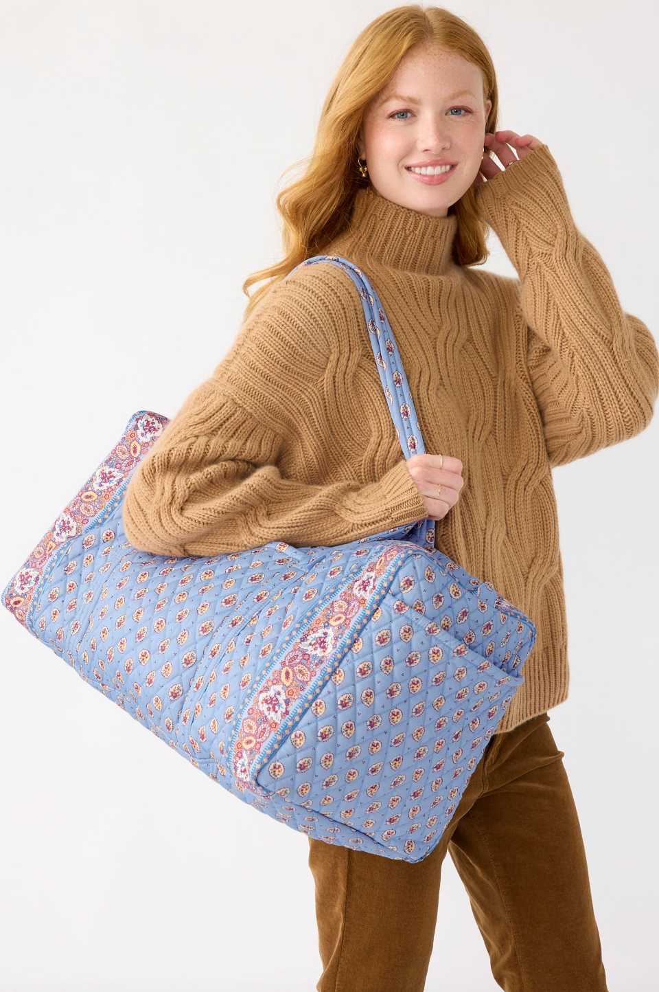 Large Original Duffel Bag-Blue Leaf